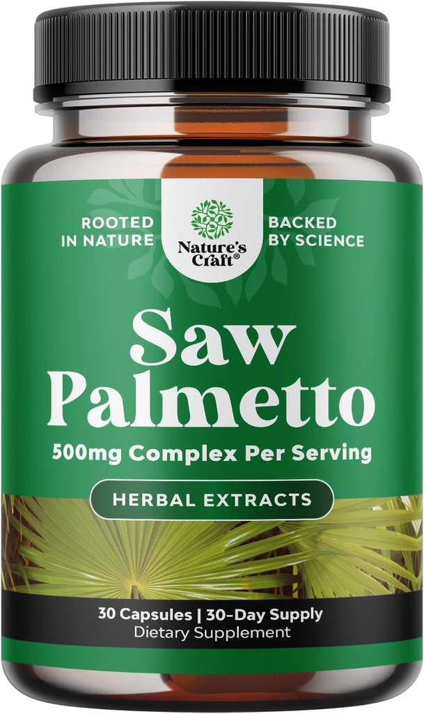 Extra Saw Palmetto Extract - Pokročilý bylinný komplex pro zdraví vlasů a moč s rostlinnými steroly a flavonoidy - Možný bylinný doplněk s 500mg na servírování - 30 Kapsle