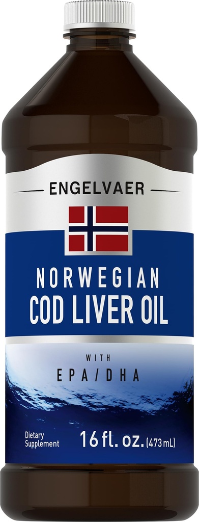 Piping Rock Cod Jaterní olej kapalný 124; 16 fl oz curren124; s EPA DHA CURL 124; Engelvaer norský currency 124; non-GMO, gluten zdarma dodatek