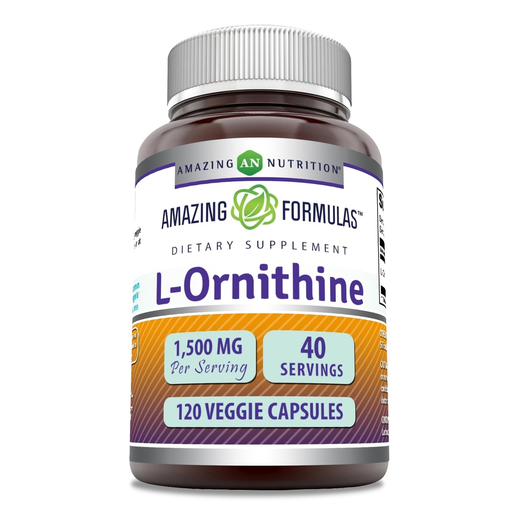 Amazing Applicas L- Ornithin 1500 Mg Per Serving Veggie Kapsle Dodatek 124; Non-GMO Creditor 124; Gluten Free Creditor 124; Made in USA (120 Počet)