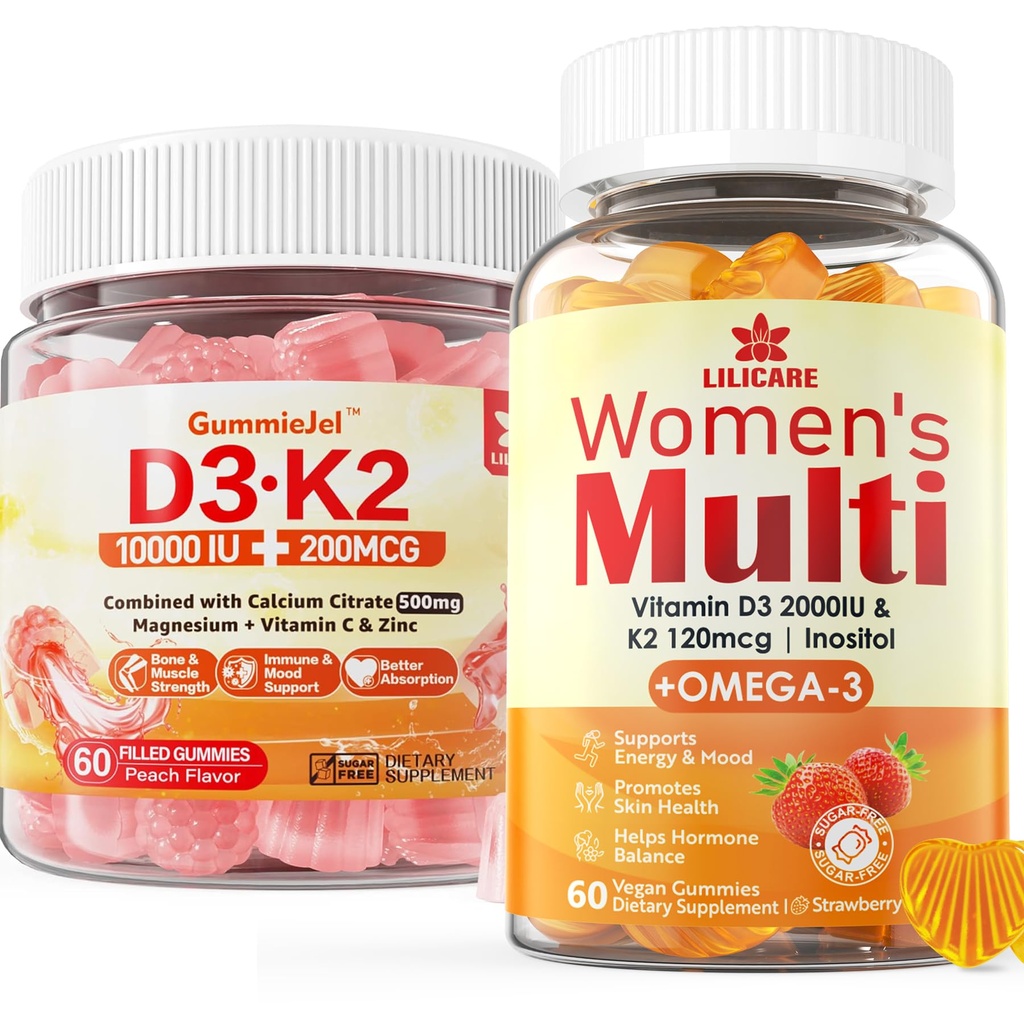 Sugar- bez vitaminu D3 K2 plněné gumové + multivitamin pro ženy gumové
