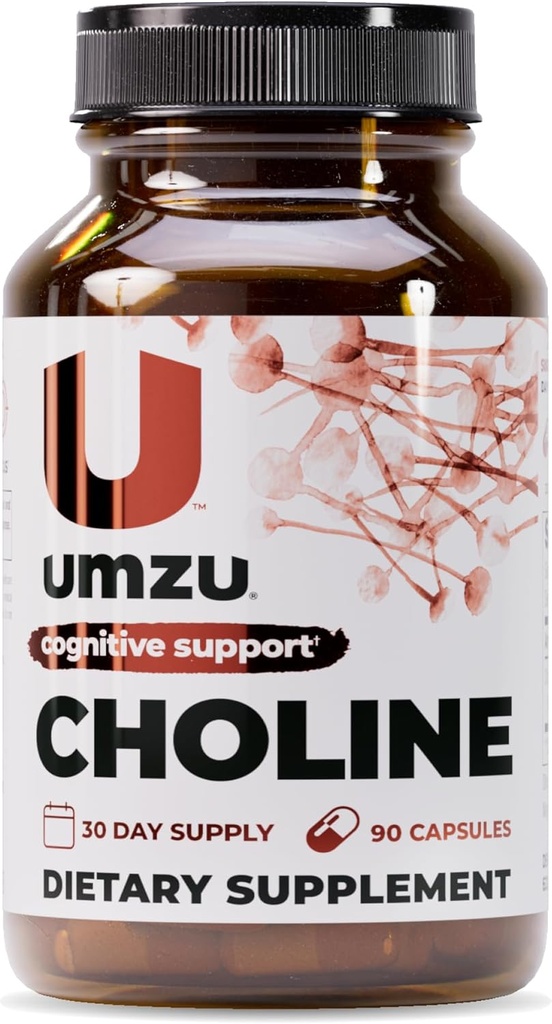UMZU Cholin dodatek pro Cognitive a Hormonal Support CLANE124; Acetylcholinový Booster pomáhá soustředit mozek, paměť a metabolismus CLANE124; Podporuje zdraví jater a rovnováhu estrogenu (30 denní zásoba 124; 90 Kapsle)