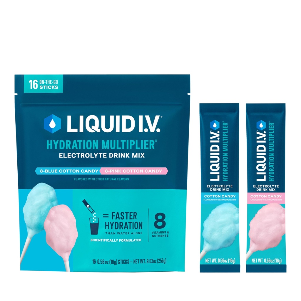 Liquid I.V. ® Hydration Multiplier - Cotton Candy 124; Electrolyte Powder Drink Mix 124; 1 balení (16 porcí)