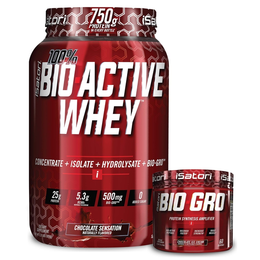 iSatori Bio- GRO čokoládová zmrzlina (60 porcí) & Biologicky aktivní syrovátka Powder Chocolate Sensation (30 porcí)