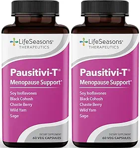 Pausivi-T - Dodatek pro podporu menopauzy - Relief for Hot Flashs, Hormon Imbalance & Night Sweats - Nurishes Tisses - Sage, Chasteberry, Soy Isoflavones & Black Cohosh - 60 Kapsle (Balení po 2)