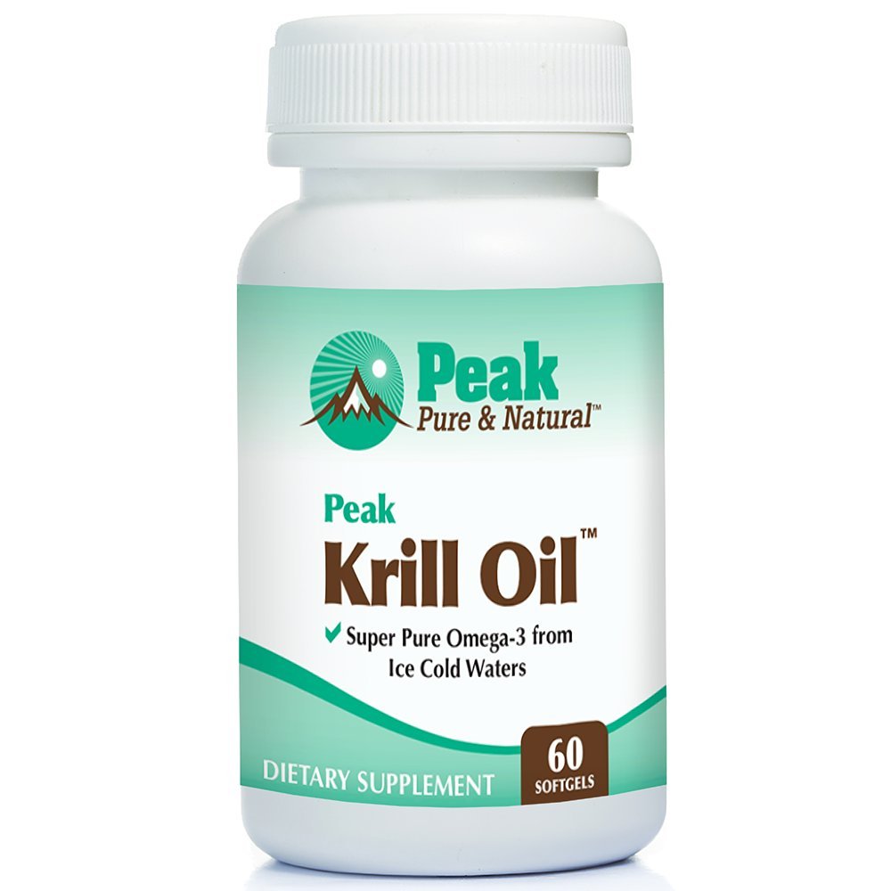 Peak Pure & Natural, Peak Krill Oil Supplement - Lepší než Fish Oil pro kloubní a srdeční zdraví - Krill Oil Brain Supplement - EPA, DHA, a Astaxanthin - 60 softgelů