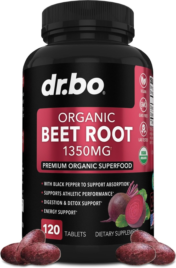 Organic Beet Root Kapsle Příslušenství - 1350mg Beetroot Powder Extract Pills, Organic Beet Root Powder Supplement, Super Oxid dusnatý Beets High Circulation Total Vitamins Support - 120 Beets Tablety