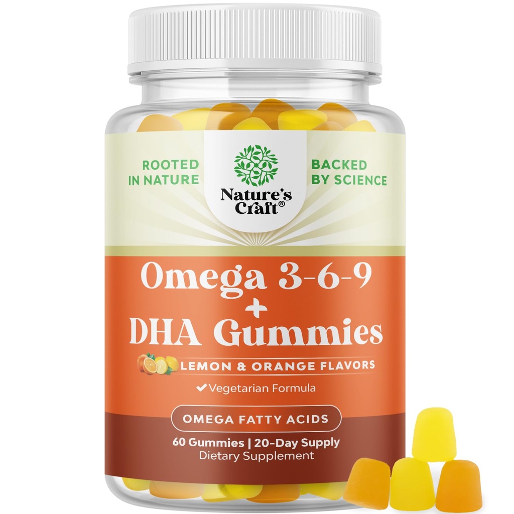 Vegetariánská Omega 3 Gummies pro dospělé - Vegetariánská Omega 3 6 9 DHA Gummies pro mozek a srdce zdraví a společnou podporu - Neškodlivý halal ryby zdarma rostlinný dodatek pro ženy