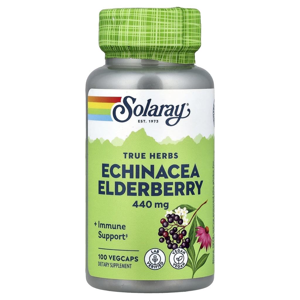 SOLARAY Echinacea a Elderberry Kapsle, 440 mg