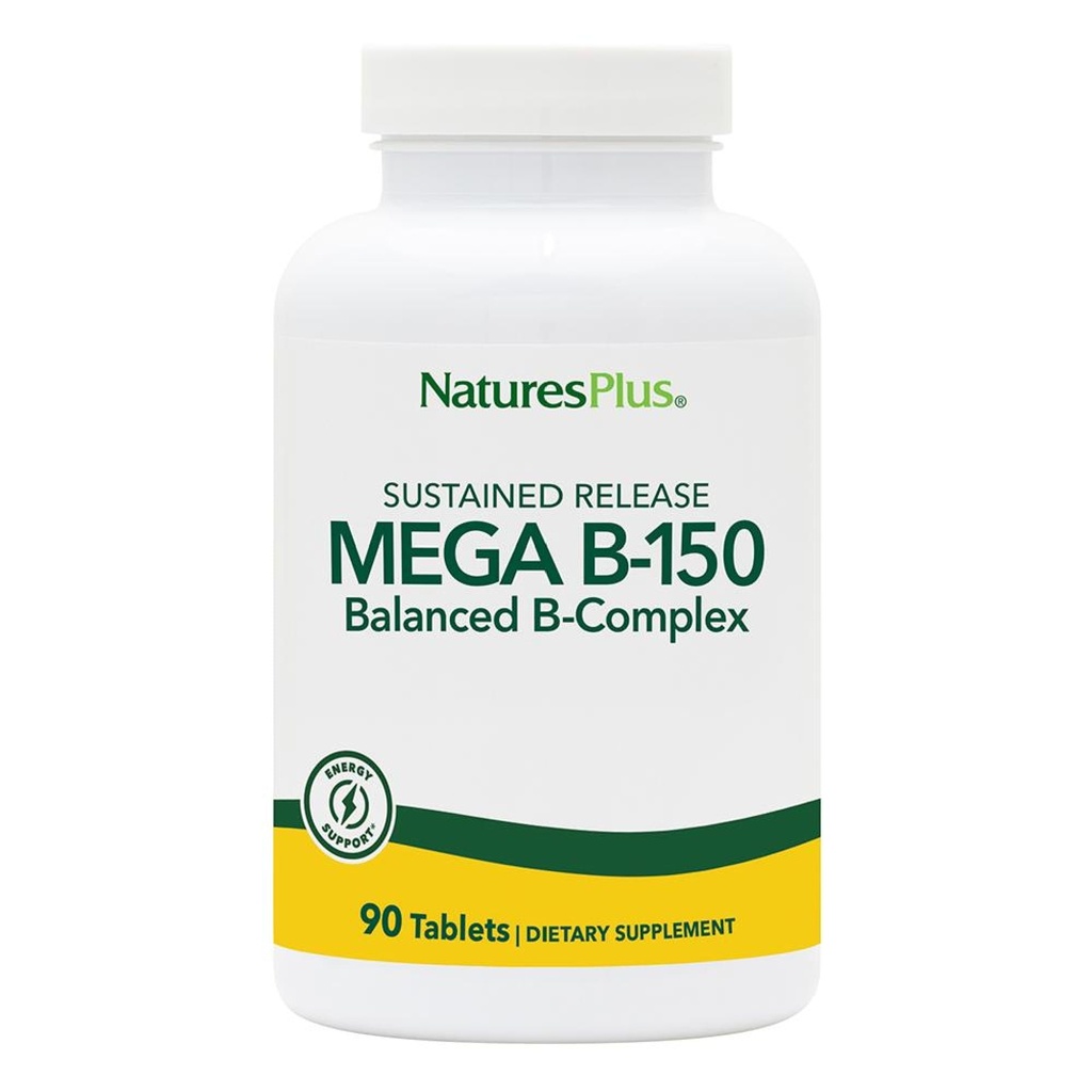 Natures Plus Mega B-150 Complex - 90 Setrvalá verze Vegetariánské Tablety - Maximální potence B Komplex vitaminu doplněk -gluten zdarma - 90 Služeb