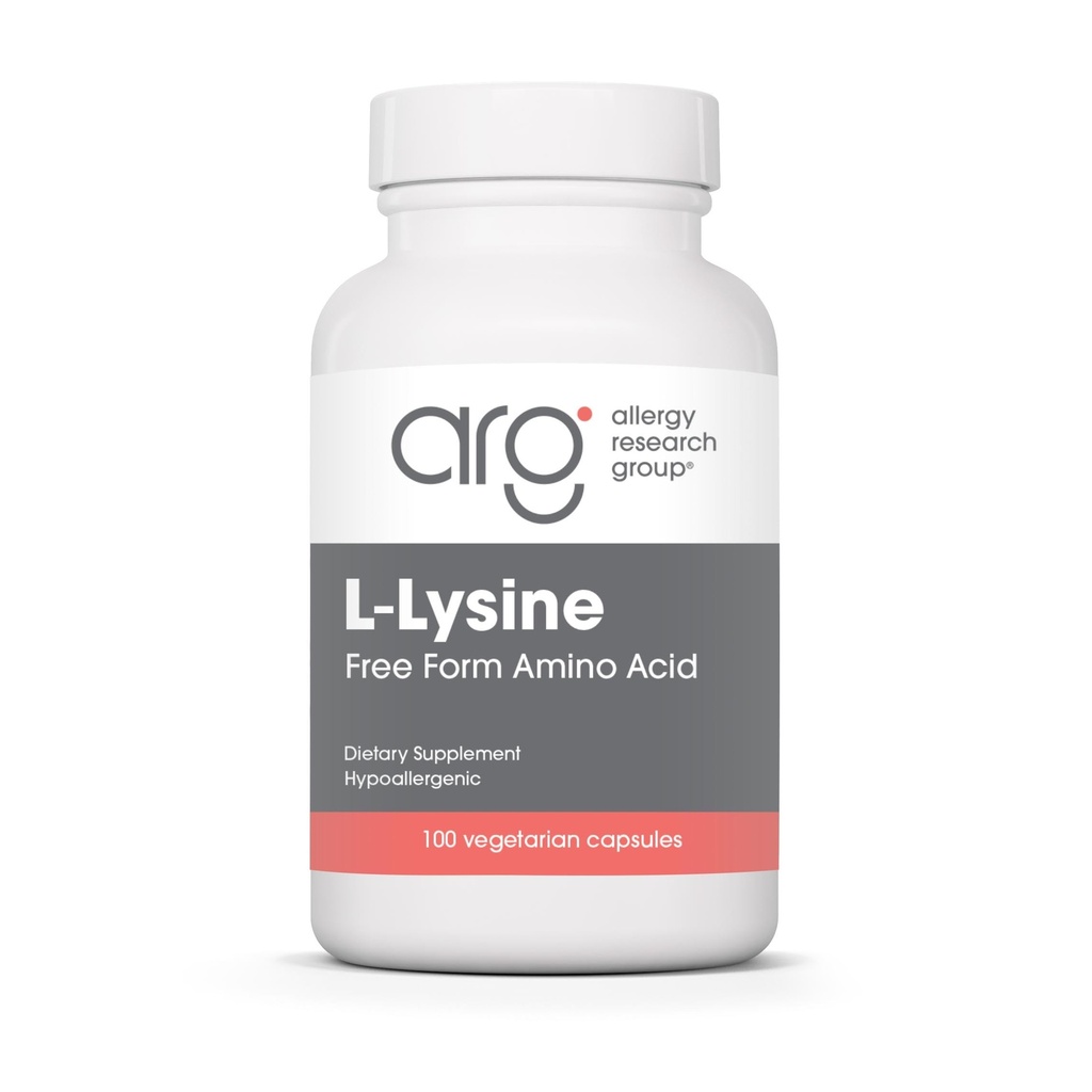 Alergie Research Group L-Lysin - Imunitní podpora, L-Lysin HCI, Volný formulář Amino Acid, 500mg dodatek, čisté, organické, vegetariánské kapsle - 100 Počet