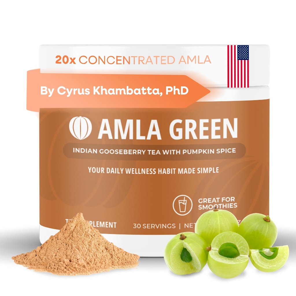Amla Powder Superfood dodatek s dýňová koření, 20x Ultra koncentrovaná Amla, Made with Cinnamon, Ginger, Nutmeg, Cloves, Allspice, Cardamom, Indian Gooseberry, Pumpkin Spice, 30 Služení