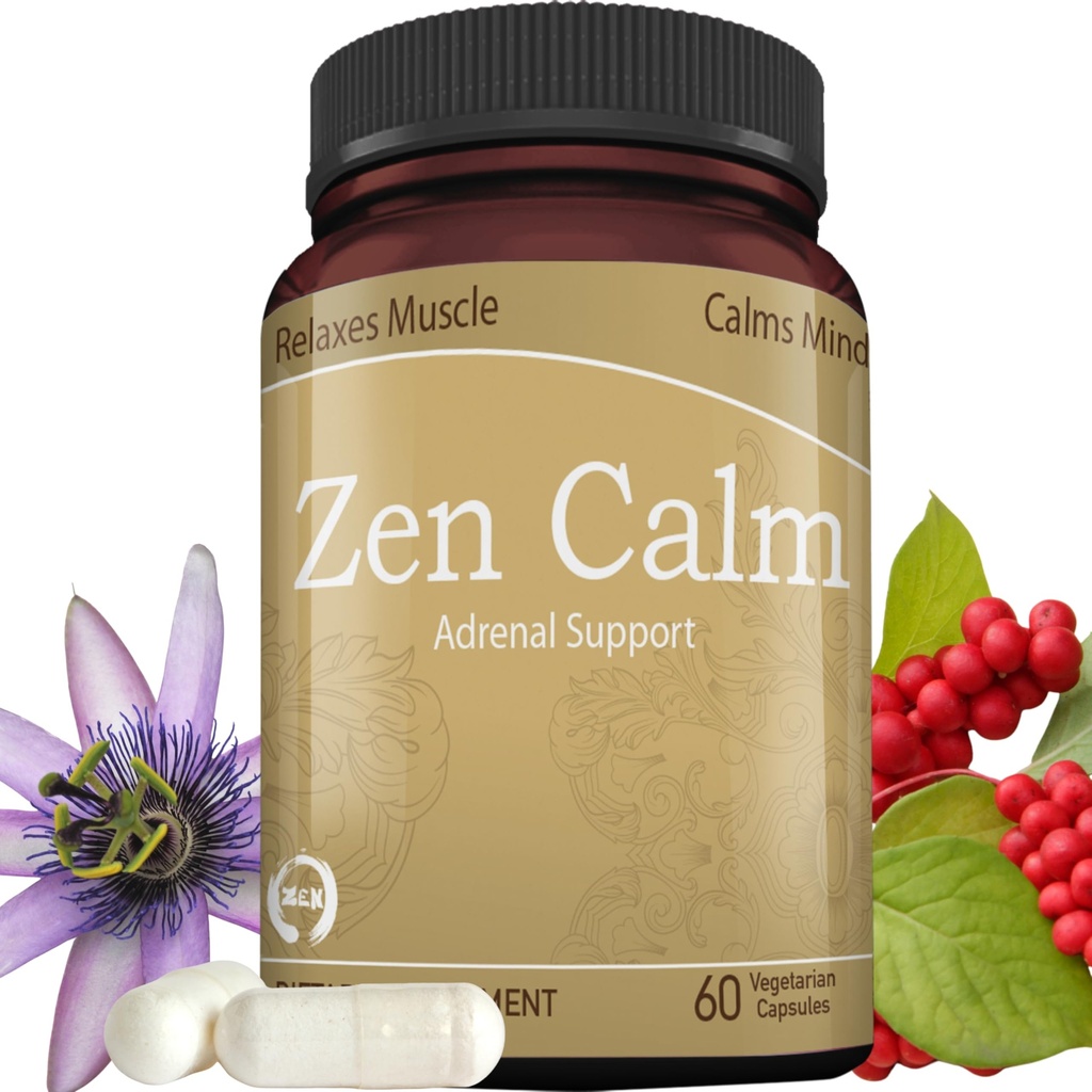Zen klid Stres Address Address Address Organic Adaptogenic Byliny - hořčík, B Vitamíny, GABA & Více na podporu přírodního klidu. Neutopený. Non- GMO (60 Veggie Caps)