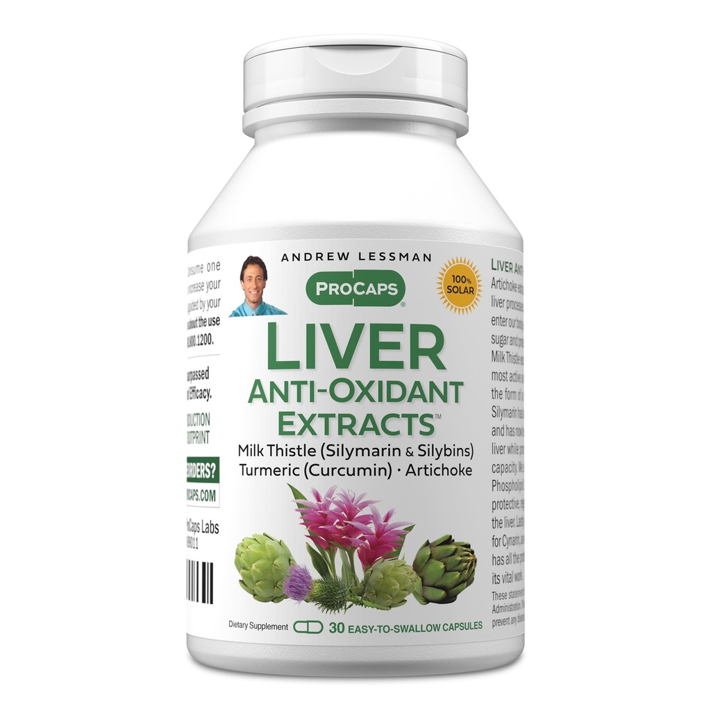 ANDREW LESSMAN Játra Anti- Oxidant Extrakty 30 Kapsle - Podporuje tvrdé-pracovní tkáně jater, podporuje optimální zdraví a funkce jater. Výtažky z mléčného bodláku, kurkumy a artyčoků