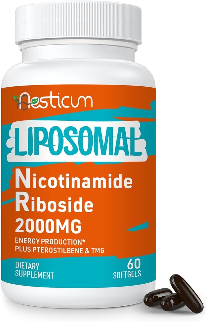 2000 MG Liposomální Nikotinamid Riboside dodatek s TMG & Pterostilben, Superior Niacinamid pro energii, imunitu, odpor věku, 60 Softgels