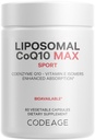 Codeage Liposomal CoQ10 Max dodatek - 250 mg Coenzym Q10 s vitaminem E Isomers Tocopherols - 2- Month Supply - 1 kapsle per Serving - Liposomal Delivery - Non- GMO, gluten- Free - 60 Kapsle