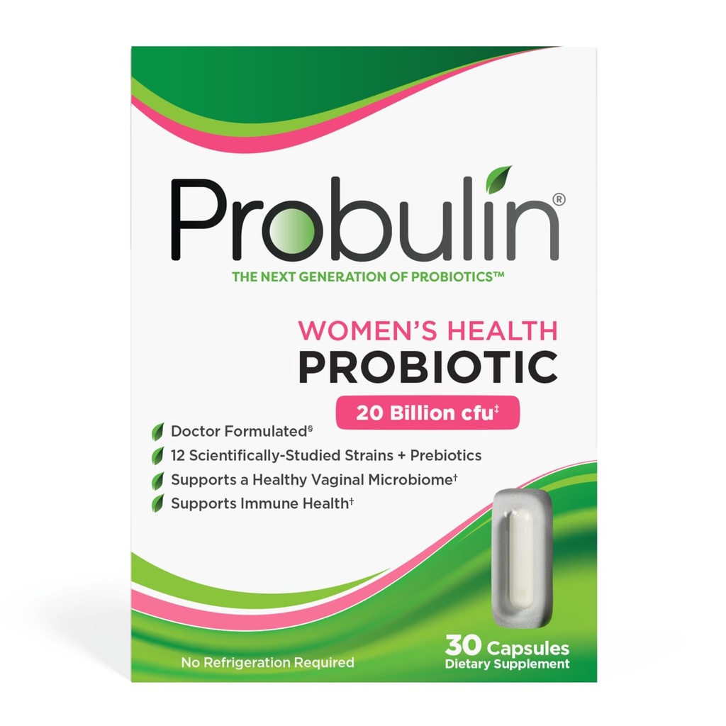 Probiotika ženského zdraví + Prebiotika pro Vaginální, Gut & Imunitní zdraví - 20 miliard CFU - 12 Probiotických drážek, 30 Veganských kapslí