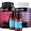 Tekutý kolagen Biotin (2pk), Fadogia Tongkat Ali (1pk), a oxid dusnatý (1pk) Doplněk Bundle - Potentní vitamíny pro vlasy, kůže, nehty, srdce, energie, a Testosteron Podpora - Non- GMO, Vegan
