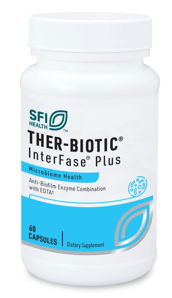 Klaire Labs SFI Health Interfase Plus - Enzyme Kombinace k narušení Biofilm Matrix + EDTA - Gastrointestinální systém, Gut Flora, Biofilm & Detox Podpora (60 Kapsle)
