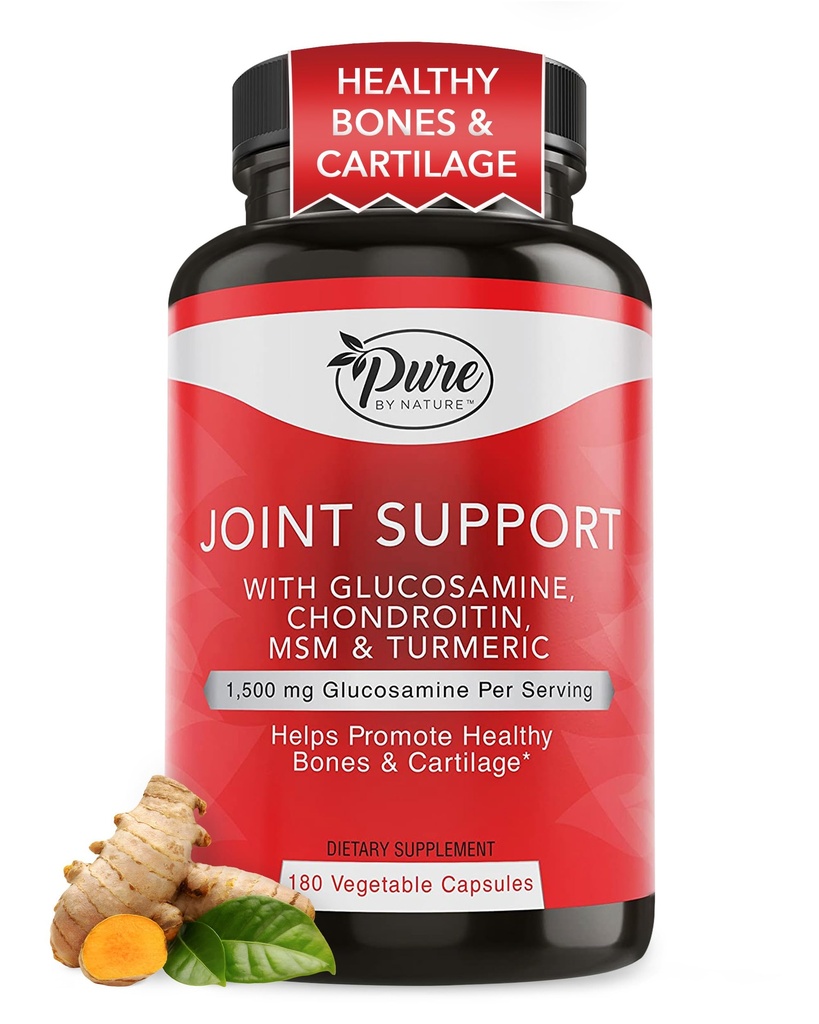 Pure By Nature Joint Support, Glucosamine s Chondroitin Turmeric MSM Boswellia Dodatek, 180 Kapsle