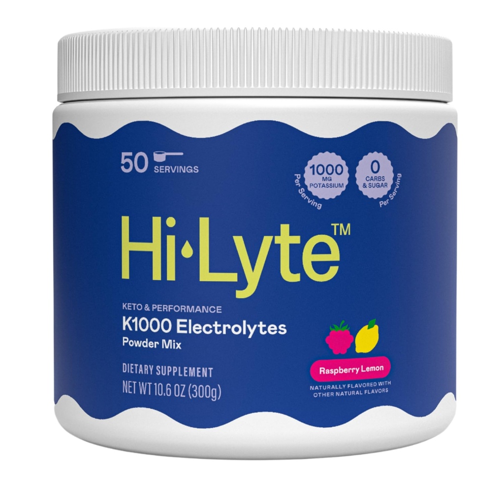 Hi-Lyte Keto K1000 Electrolyte Powder 124; Raspberry Lemon FLAN 124; Hydratační doplněk Pij Mix FLAN 124; Boost Energy & Beat Leg Cramps FLAN 124; No Sugar, No Maltodextrin FLAN 124; 50 Serving