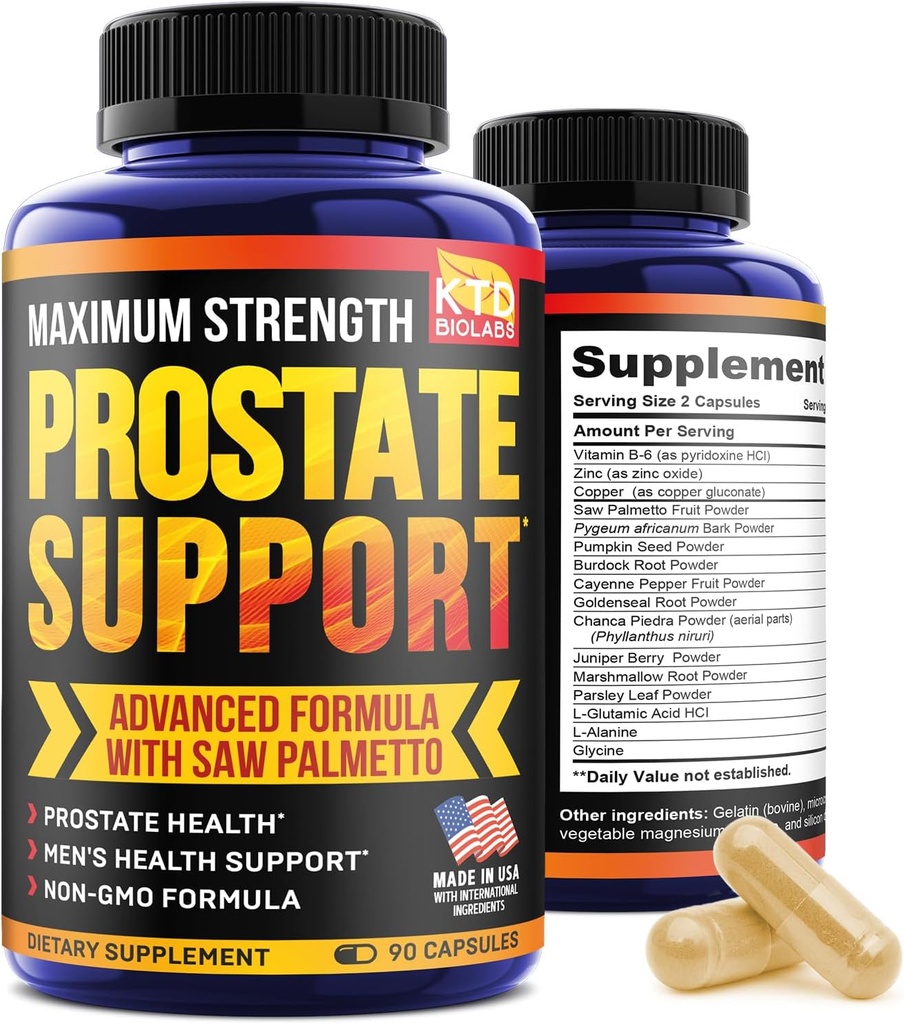 Prostata Doplňky pro muže - 90 Přírodní Prostate Zdravotní Kapsle - Dýňová semena, Pygeum a Saw Palmetto pro muže Kontrola močových měchýřů a Zdravé Močové Tract Support- Vyrobeno v USA