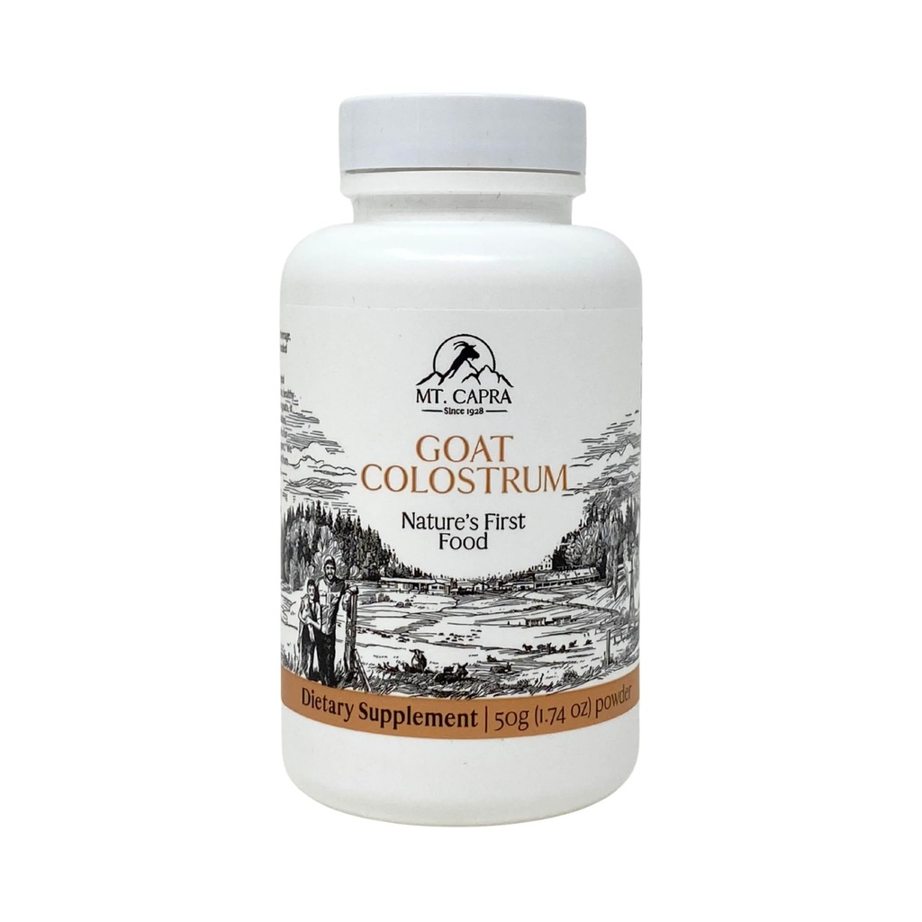 Mt. Capra Goat Milk Colostrum 124; pro Zdravý imunitní systém, Gut, a atletický výkon CUR 124; Grass- Fed, High in Immunoglobulins CUR 124; 17 Servings - 1.76 oz