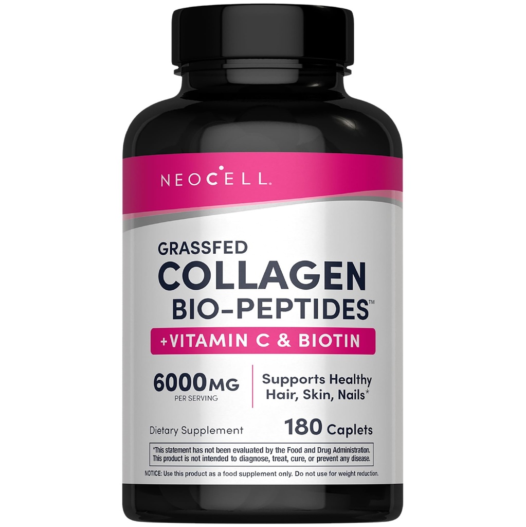 Neocell Super kolagen s vitamínem C a biotin, kůže, vlasy a nehty dodatek, zahrnuje antioxidanty, Tablet, 180 Počet, 1 lahvička