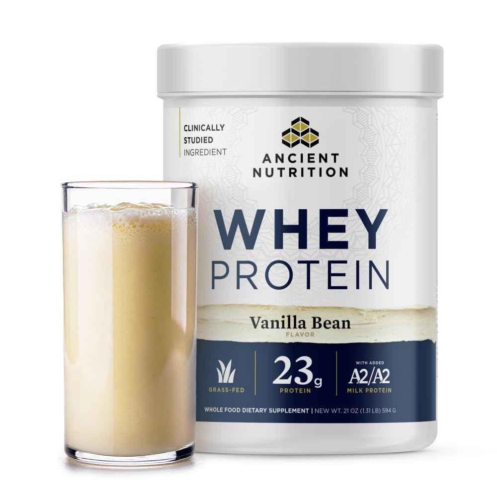 Starožitná živina Fed syrovátkový protein, Vanilla Bean, 23g protein, 20 Služeb, Hydrolyzované kolagen Peptidy, Organic Regenerative A2 / A2 Mléčný protein