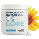 Core Med Science Liposomal Glutathione Dodatek (500mg, 60 Kapsle) - Čistá redukovaná Setria s fosfolipidovým komplexem - Antioxidant dodatek pro energii, zdraví mozku, kůže a jater