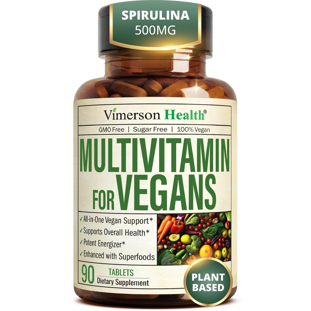 Vegan Multivitamin pro ženy a muže - Esenciální multivitaminy a multiminerály 90 Tablety s vitaminem B12, A, D, C, zinek, hořčík a další pro celkové tělo Wellness - 23 Klíčové výživné látky a vitaminy