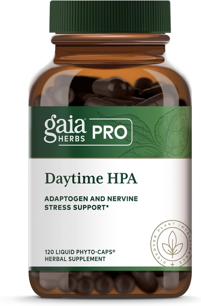 GAIA HERBS PRO Daytime HPA - Adaptogen Support Supplement - Nervový systém Supplement with Olive Oil & Rhoddiola * - Vegan, Gluten- Free, Soy- Free - 120 Liquid Phyto- Caps (60 Servings)
