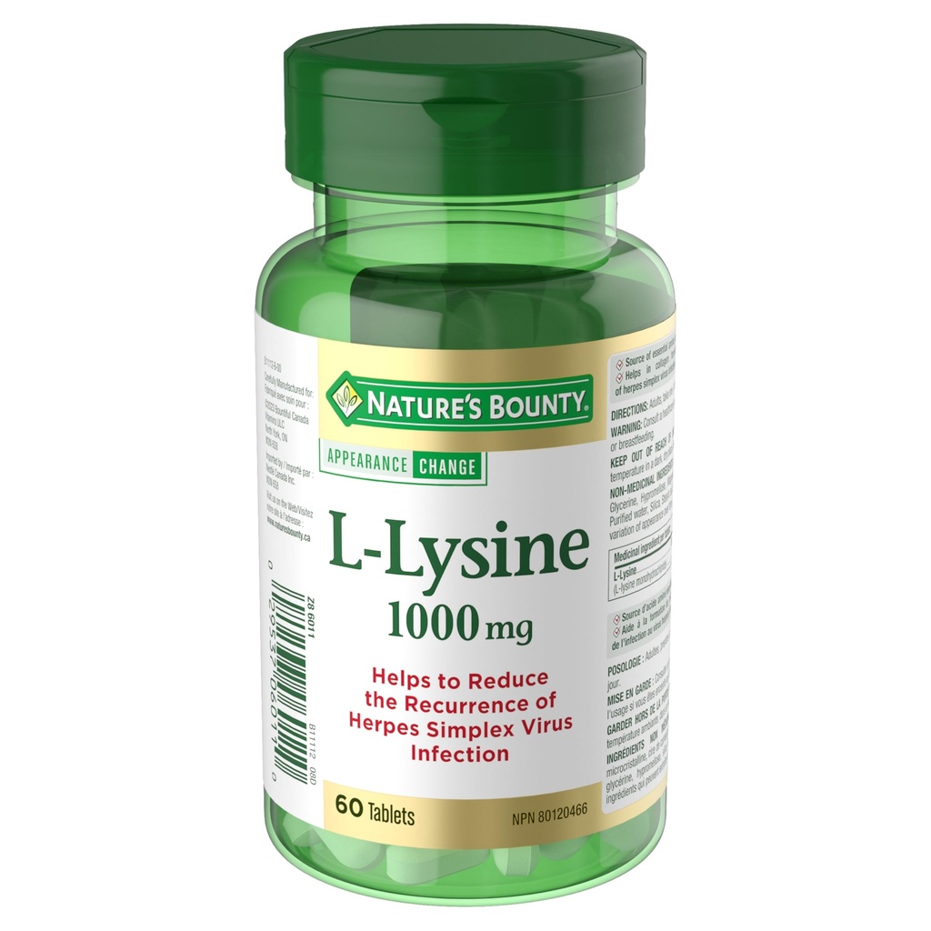 Přírodní Bounty L- lysin - 1000 mg - 60 tablet