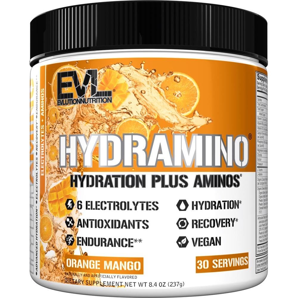 Eluce Nutrition HYDRAMINO Kompletní Hydratační multiplikátor, všech 6 Elektrolyty, Vitamin C & B, Fluid zvýšení Aminos, Kokosová voda, Vytrvalost, Zotavení, Antioxidanty, 30 Serve, Orange Mango