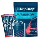 DripDrop Hydration Packets - Juicy Variety Pack - Single Serve Electrolytes Powder Drink Mix - Grape, Ovocný punč, Jahodová limonáda, Cherry - Non- GMO, Gluten Free, Vegan - 16 Sticks