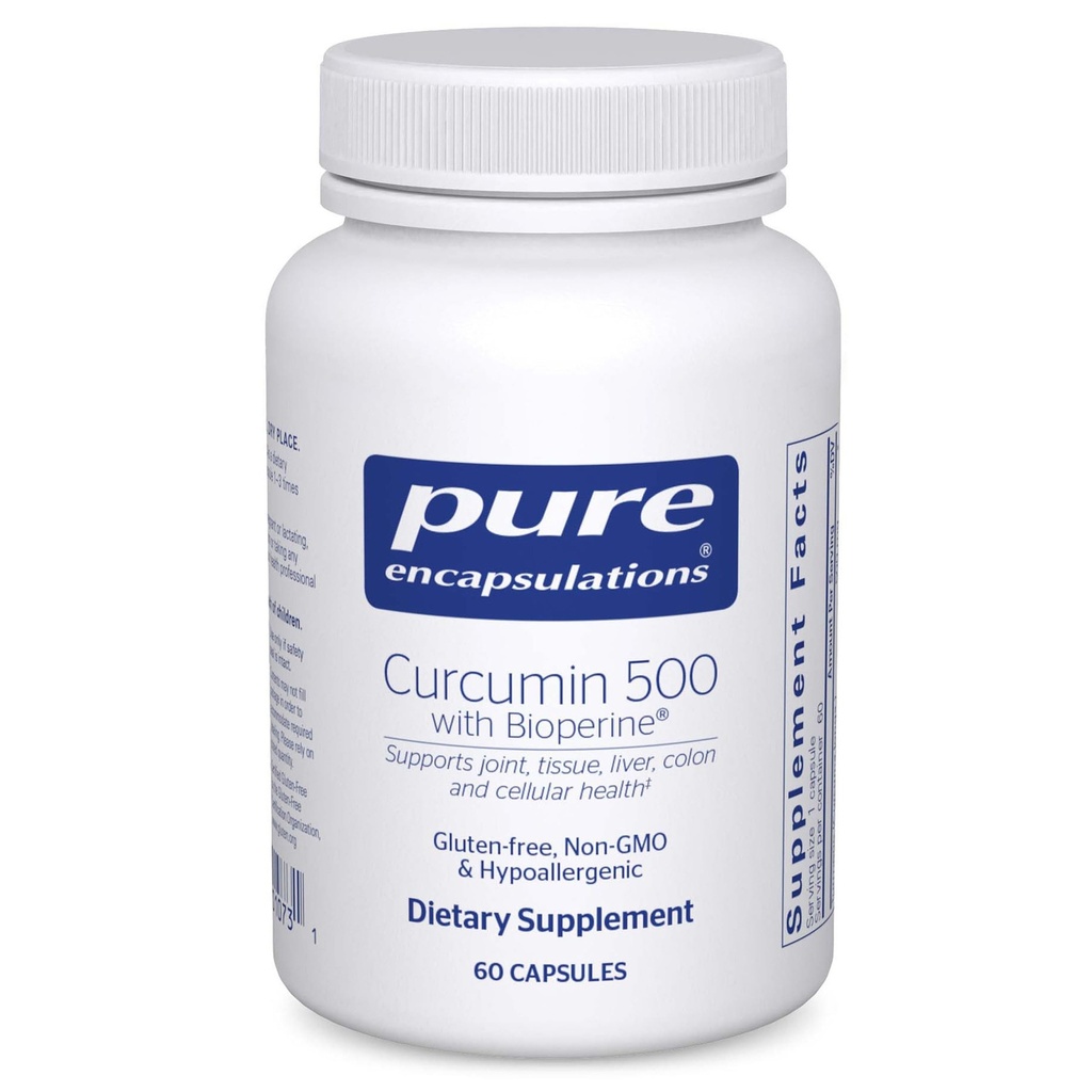 Čisté enkapsulace Kurkumin 500 s bioperin - Antioxidant dodatek k podpoře spojky, tkáně, játra, kolon a buněčné zdraví * - s kurkumin kurkumin a bioperin - 60 Kapsle