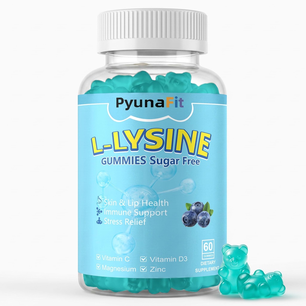 L- lysinové gumové 1000mg, 5 v 1 Extra síla pro imunitní podporu, kůže a rtů zdraví, Žvýkací lysin dodatek pro děti dospělé, 60 Počet