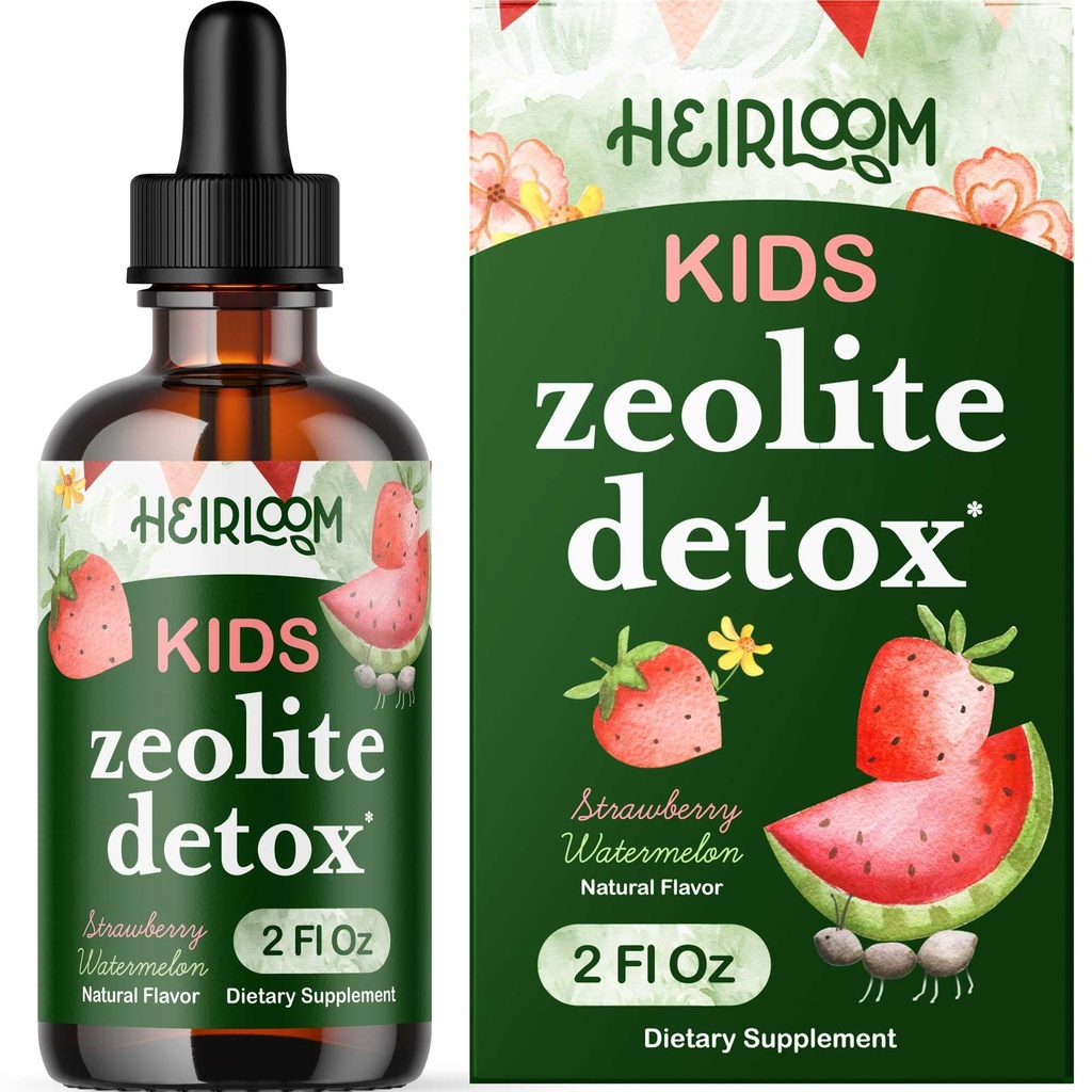 Zeolit Detox pro děti Liquid Drops - Gentle Daily Cleanse & Speech Support with Methyled B12 & Vitamin D - Kids Clinilolite Zeolite Drops Detox Cleanse Dodatek 2oz