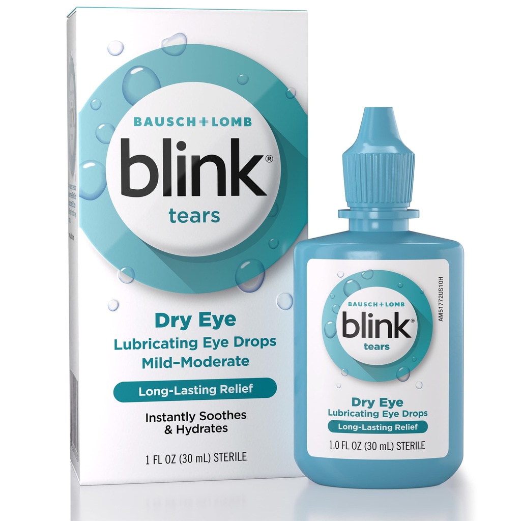 BLINK Slzy Lubrikační oční kapky, Moisturizing & Soothing pro Mírné na mírné suché oči, s Hyaluronate, Reduces Discomfort, Long- Lasting Hydration, Soothes & Moisturizes, 1 Fl Oz