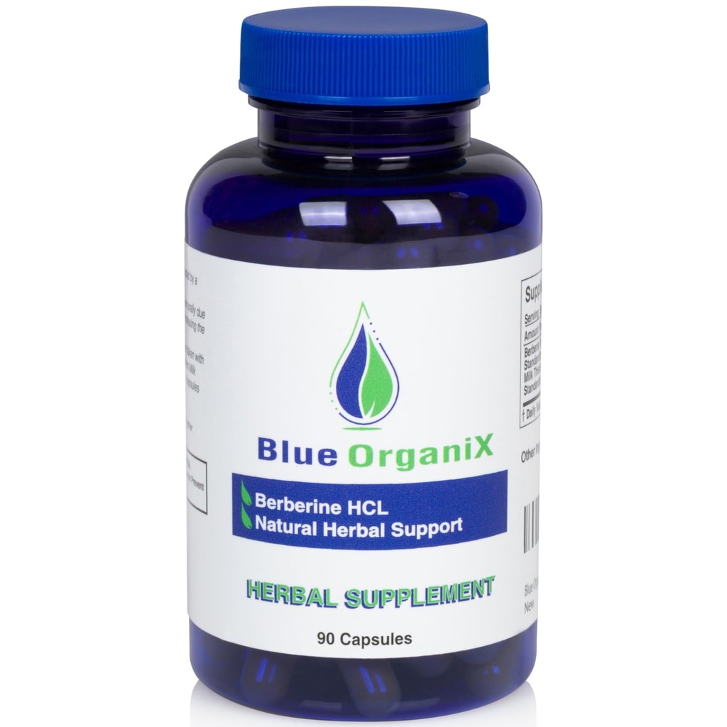 Berberine s mléčným Thistle 500mg Formule HCL Komplexní dodatek se Silymarin pro lepší absorpci, 90 Vegetariánské kapsle, 1 láhev, Celková podpora zdraví