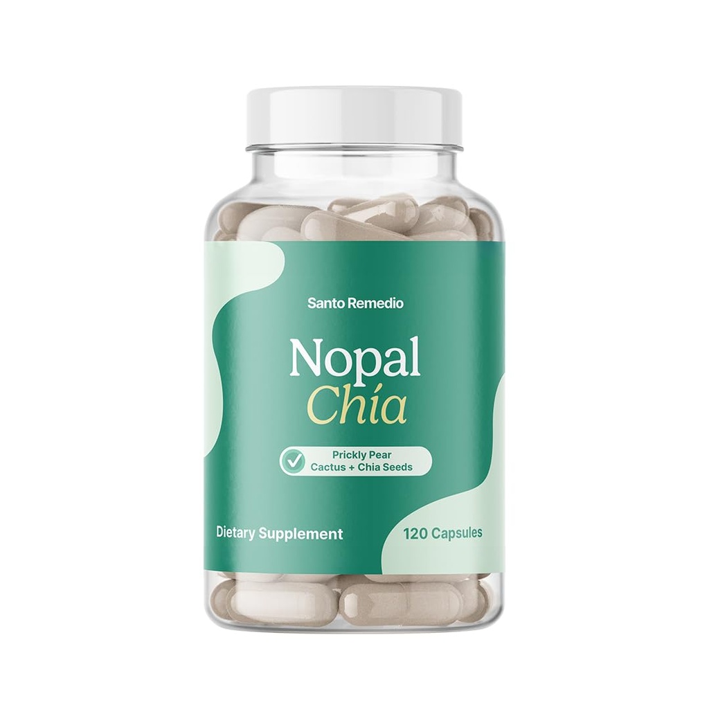 Santo Remedio Nopal Chia, Pichlavý hruška kaktus a Chia Powder Dietní dodatek, Klinicky osvědčené přísady, gluten zdarma, Non-GMO, No Add Sugar, 120 Kapsle, 60 Servings per Container