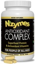 Nzymes ® Antioxidant Complex pro lidi. Výkonný doplněk antioxidantu, Vitamin C, Vitamin E, Vitamin A, Selen, Živé postřikované enzymy. 180 Počet - Made in The USA