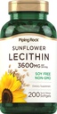 Piping Rock Sunflower Lecithin Softgel Kapsle CLAS124; 3600 mg CLAS124; 200 Count CLAS124; from Fosfatidylcholin CLAS124; Soy Free, Non- GMO, gluten Free