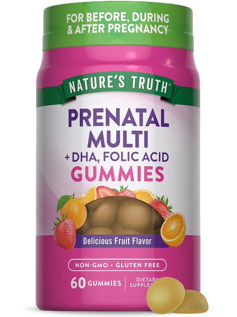 Nature 's Truth Prenatal Multivitamin Gummies CLAS124; s DHA & Folic Acid CLAS124; 60 Count CLAS124; Fruit Flavor CLAS124; Non-GMO & Gluten zdarma dodatek