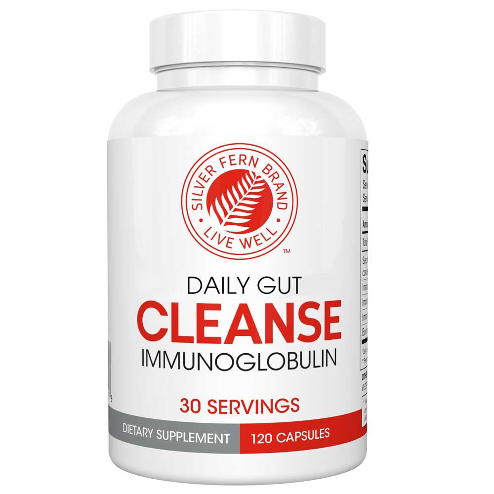 Silver Fern Cleanse - Daily Gut - 1 lahvička - 120 Kapsle - 30 Day Supply - Imunoglobulin G, A & M - (IgG, IGA, IgM) - Postbiotic