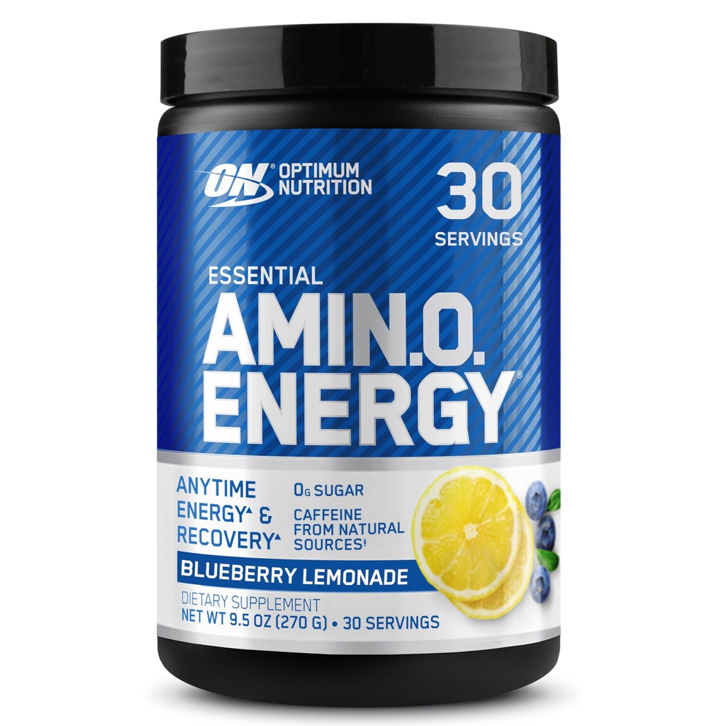 Optimum Nutrition Amino Energy - Předcvičení se zeleným čajem, BCAA, aminokyseliny, Keto Friendly, Green Coffee Extract, Energy Powder - Blueberry Lemonade, 30 Servings (Balení May Vars)