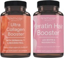 Rezervace Ultra Collagen Booster & Keratin Vlasové Booster - Funkce Dermaval, Biotin & Resveratrol - Podpora vlasů & kůže - 90 Ultra Collagen Kapsle, 60 Keratin Kapsle