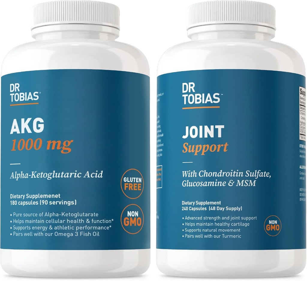 Dr. Tobias AKG dodatek a dodatek pro společnou podporu - podporuje energii, svaly, chrupavku a společné zdraví, non-GMO