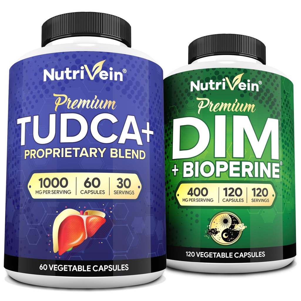 Nutriveral Premium TUDCA a DIM Supplement Bundle: High- Absorpční TUDCA dodatek a DIM pro Detox, Balance, a Well- Being