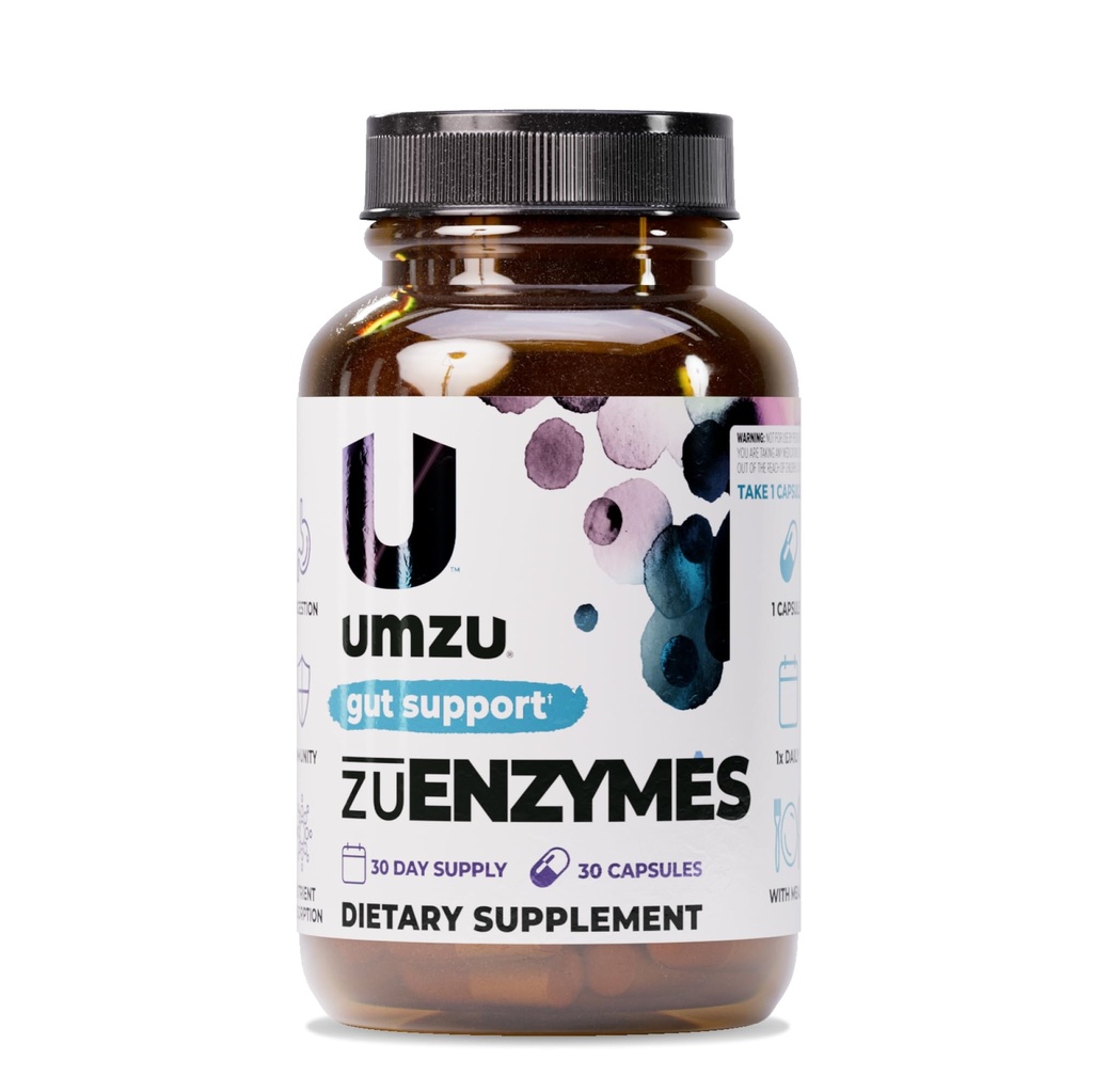 UMZU ZuEnzymes Digestivní Enzymy dodatek 124; 21 Enzymy pro Gut Zdravotní podpora, Digestion & Nutrient Absorpční 124; Pomáhá prolomit laktózu, sacharidy, bílkoviny a tuky (30 denní zásobování 124; 30 Kapsle)