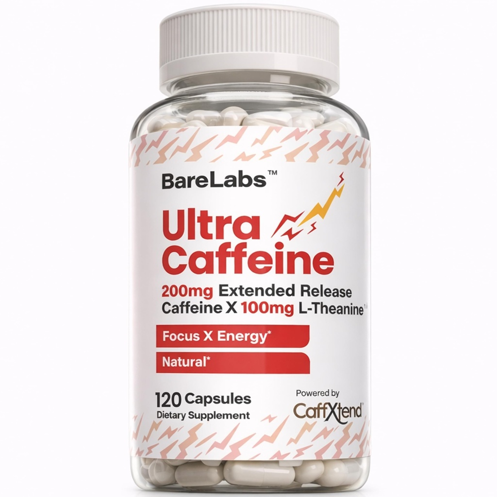 Extended Release Caffeine Pills + Caffeine L- Theanine + Focus & Energy Supplement + No Jitters, No Crash + Natural - 120 Kapsle